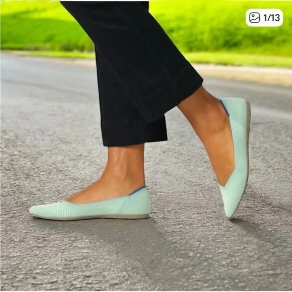 Rothy's The Point Mint Green Flats Sz 8.5